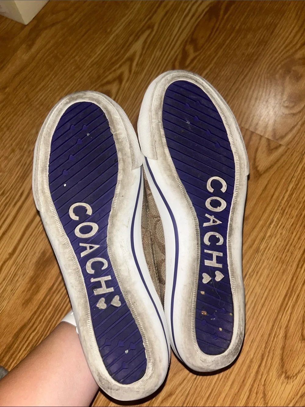 Coach Slip-On Sneakers in Purple and Tan Signature Print